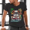English Bulldog Reading a Book Dog Men's V-Neck T-Shirt