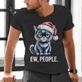 Ew People Christmas Cat Santa Hat Dad Introvert Men's V-Neck T-Shirt Ew People Christmas Cat Santa Hat Dad Introvert Men's V-Neck T-Shirt