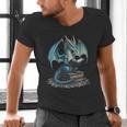 Fantasy Dragon Reading Magical Book Lover Halloween Vibes Men's V-Neck T-Shirt