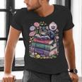 Fantasy Drama Tragedy Cute Cat Book Lover Readers Librarians Men's V-Neck T-Shirt Fantasy Drama Tragedy Cute Cat Book Lover Readers Librarians Men's V-Neck T-Shirt