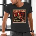 Fight Evil Read Books Propaganda Poster Men's V-Neck T-Shirt