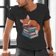 Fox Reading Book Pajama Sleep Men's V-Neck T-Shirt Fox Reading Book Pajama Sleep Men's V-Neck T-Shirt