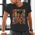 Geometric History Educated Women Reading Book Melanin Men's V-Neck T-Shirt