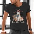 Ghost Reading Book Coquette Bow Halloween Girl Kid Teacher Men's V-Neck T-Shirt Ghost Reading Book Coquette Bow Halloween Girl Kid Teacher Men's V-Neck T-Shirt