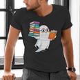 Ghost Reading Books Halloween Library Men's V-Neck T-Shirt