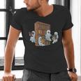 Ghosts Reading Books Teacher Halloween Librarian Book Lover Men's V-Neck T-Shirt