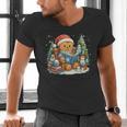 Gingerbread Reading Book Lovers Christmas Bookworm Librarian Men's V-Neck T-Shirt