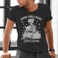 Good Girls Read Bad Books Skeleton Reading Book Halloween Men's V-Neck T-Shirt Good Girls Read Bad Books Skeleton Reading Book Halloween Men's V-Neck T-Shirt