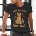 Halloween Fully Booked This Fall Book Ginger Cat Reading Men's V-Neck T-Shirt