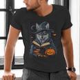 Halloween Girls Boys Cute Wolf Book Pumpkin Kids Halloween Men's V-Neck T-Shirt
