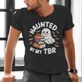 Haunted By My TBR Cute Ghost Book Reading Teacher Halloween Men's V-Neck T-Shirt Haunted By My TBR Cute Ghost Book Reading Teacher Halloween Men's V-Neck T-Shirt