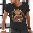 Highland Cow Reading Book Graphic Cow With Book Floral Men's V-Neck T-Shirt Highland Cow Reading Book Graphic Cow With Book Floral Men's V-Neck T-Shirt