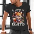 I'd Rather Be Reading Cute Fox Book Lover Reader Bookworm Men's V-Neck T-Shirt