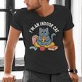 I'm An Indoor Cat Introvert Pizza Popcorn Book Gamer Cat Men's V-Neck T-Shirt