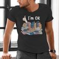 I'm OK Books Pile Books Stack Bibliophile Bookisk Men's V-Neck T-Shirt I'm OK Books Pile Books Stack Bibliophile Bookisk Men's V-Neck T-Shirt