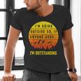 I'm Outstanding Retro Introvert Mountain Trip Lover Men's V-Neck T-Shirt