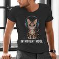 Introvert Mode Cat With Headphones Kitten Lover Men's V-Neck T-Shirt Introvert Mode Cat With Headphones Kitten Lover Men's V-Neck T-Shirt