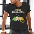 It's Too Peopley Outside Introvert And Cat Lover Men's V-Neck T-Shirt
