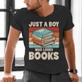Just A Boy Who Loves Books Reading Bookworm Boys Kids Men's V-Neck T-Shirt