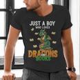 Just a Boy Who Loves Dragons And Books Reading Dragon Men's V-Neck T-Shirt