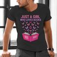 Just A Girl Who Loves Books Butterflies Reading Men's V-Neck T-Shirt Just A Girl Who Loves Books Butterflies Reading Men's V-Neck T-Shirt