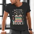 Just a Girl Who Loves Books Cute Book Lover Bookworm Men's V-Neck T-Shirt