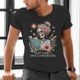Just A Girl Who Loves Books Messy Bun Book Skeleton Bookworm Men's V-Neck T-Shirt