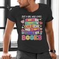 Just A Girl Who Loves Books Reading Library Men's V-Neck T-Shirt Just A Girl Who Loves Books Reading Library Men's V-Neck T-Shirt