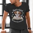 Just a Girl Who Loves Dogs And Books Cute Dog Men's V-Neck T-Shirt Just a Girl Who Loves Dogs And Books Cute Dog Men's V-Neck T-Shirt