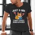 Just A Girl Who Loves Dogs And Books Reading Dog Puppy Lover Men's V-Neck T-Shirt Just A Girl Who Loves Dogs And Books Reading Dog Puppy Lover Men's V-Neck T-Shirt