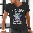 Just a Girl Who Loves Dragons And Books Dragon For Kids Men's V-Neck T-Shirt Just a Girl Who Loves Dragons And Books Dragon For Kids Men's V-Neck T-Shirt