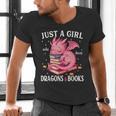 Just A Girl Who Loves Dragons And Books Dragon Reading Lover Men's V-Neck T-Shirt