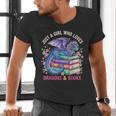 Just a Girl Who Loves Dragons And Books Dragon Reading Men's V-Neck T-Shirt