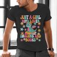 Just A Girl Who Loves Dragons And Books Reading Bookworm Men's V-Neck T-Shirt Just A Girl Who Loves Dragons And Books Reading Bookworm Men's V-Neck T-Shirt
