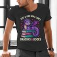 Just a Girl Who Loves Dragons And Books Reading Men's V-Neck T-Shirt