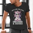 Just a Girl Who Loves Unicorns & Books Bookish Unicorn Love Men's V-Neck T-Shirt