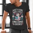 Just a Girl Who Loves Unicorns And Books Men's V-Neck T-Shirt