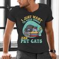 I Just Want To Read Books And Pet Cats Cat Book Lovers Men's V-Neck T-Shirt I Just Want To Read Books And Pet Cats Cat Book Lovers Men's V-Neck T-Shirt