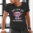 Kawaii Axolotl Can't Hear You I'm Reading Book Lover Men's V-Neck T-Shirt