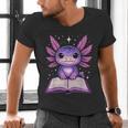 Kawaii Axolotl Cute Axolotls Reading Book Men's V-Neck T-Shirt Kawaii Axolotl Cute Axolotls Reading Book Men's V-Neck T-Shirt