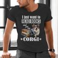 Kids Read Books & Pet My Blue Merle Corgi Lover Men's V-Neck T-Shirt Kids Read Books & Pet My Blue Merle Corgi Lover Men's V-Neck T-Shirt