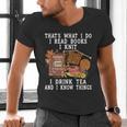 Knitting Reading Books Drinking Tea Knitter Knit Men's V-Neck T-Shirt Knitting Reading Books Drinking Tea Knitter Knit Men's V-Neck T-Shirt