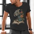 Leopard Book Flower Men's V-Neck T-Shirt Leopard Book Flower Men's V-Neck T-Shirt