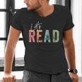 Let's Read Book Nerd Reading Book Lover Librarian Teacher Men's V-Neck T-Shirt