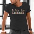 Library Book Lover School Librarian Reading Floral For Women Men's V-Neck T-Shirt Library Book Lover School Librarian Reading Floral For Women Men's V-Neck T-Shirt