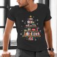 Library Books Christmas Tree Teacher Xmas Snowflake Men's V-Neck T-Shirt Library Books Christmas Tree Teacher Xmas Snowflake Men's V-Neck T-Shirt