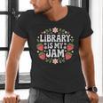 Library Is My Jam Librarian Book Lover Strawberry Men's V-Neck T-Shirt Library Is My Jam Librarian Book Lover Strawberry Men's V-Neck T-Shirt