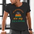 My Life Essentials Are Cat And Books Men's V-Neck T-Shirt