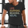 Life Happens Reading Helps Book Lovers Vinage Men's V-Neck T-Shirt
