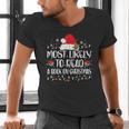 Most Likely To Read A Book On Christmas Family Matching Men's V-Neck T-Shirt Most Likely To Read A Book On Christmas Family Matching Men's V-Neck T-Shirt